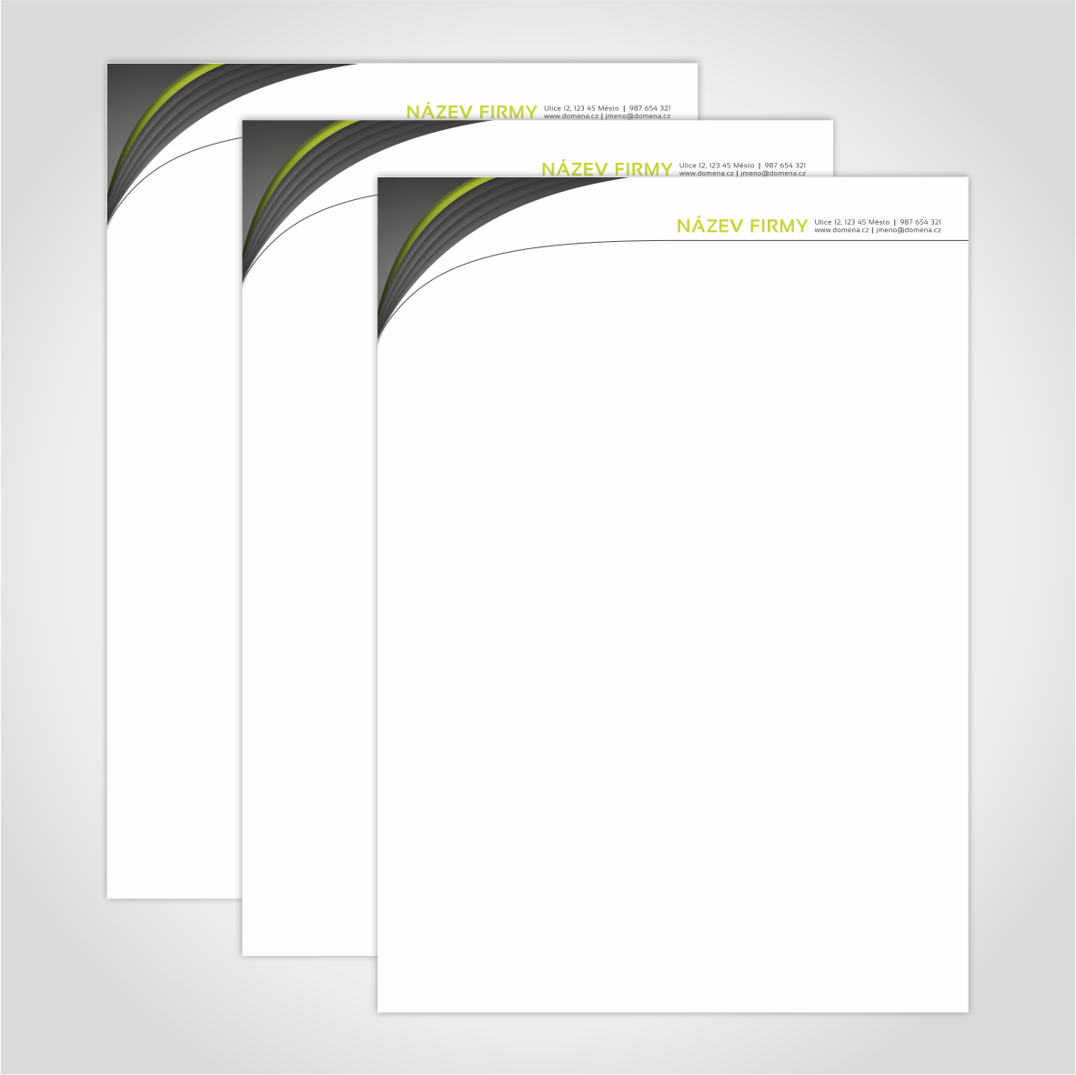 Hlavičkový kancelářský papír, barva tmavě šedá + zelená