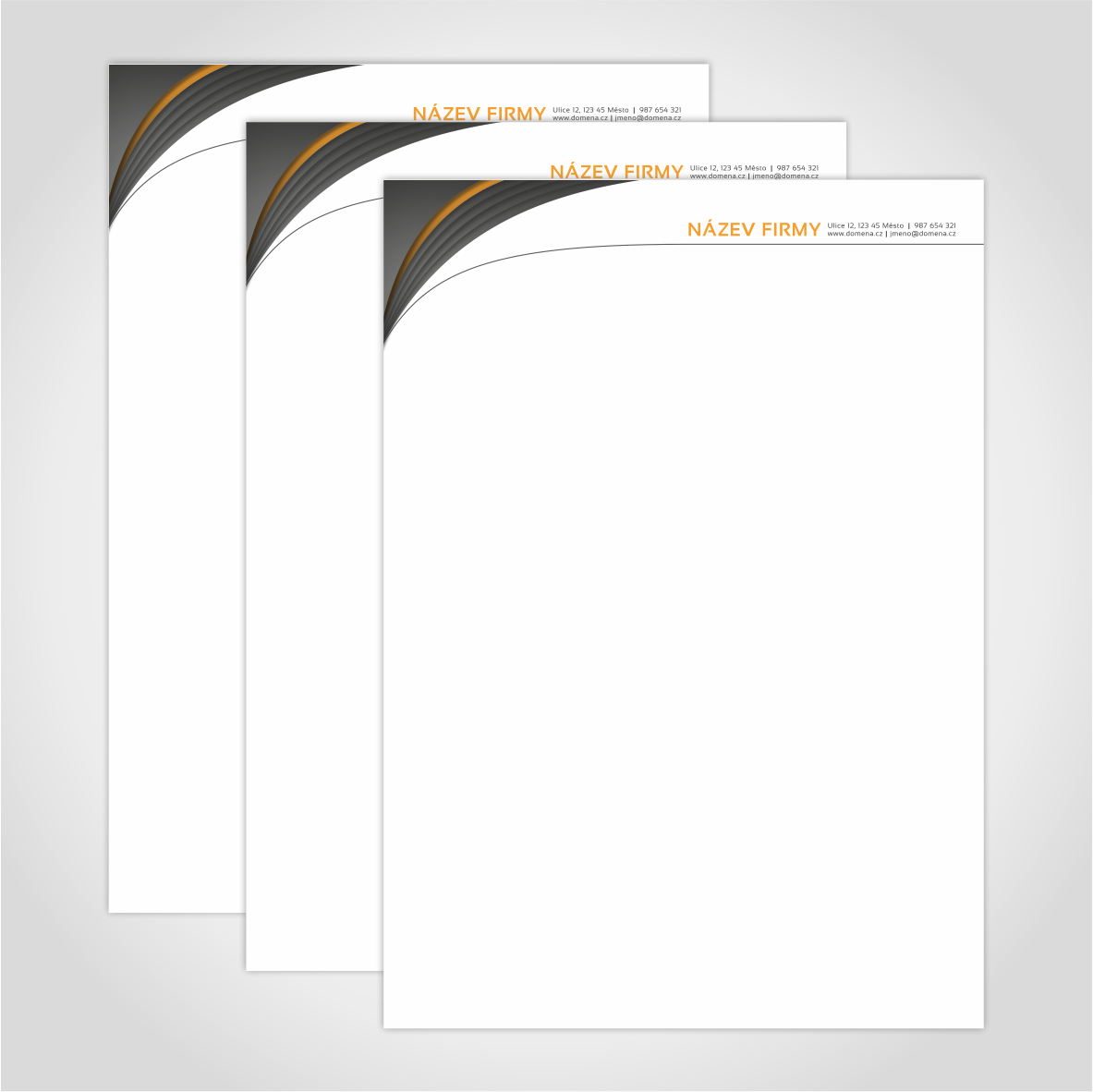 Hlavičkový kancelářský papír, barva tmavě šedá + oranžová
