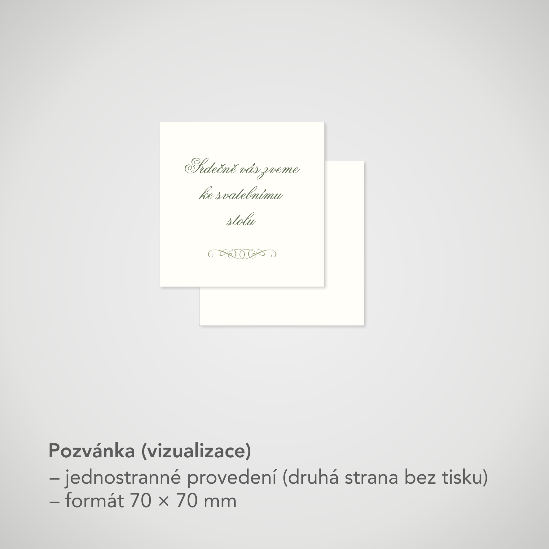 Pozvánka, informační karta – krémová, čtvercová 70 × 70 mm, jednostranná