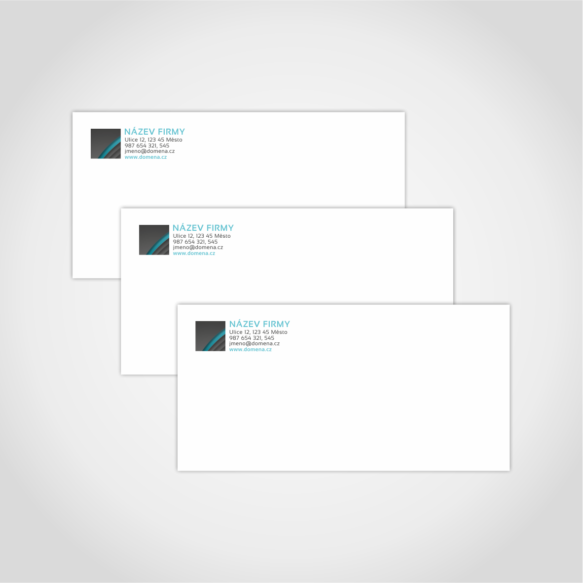 Firemní obálka, design v barvě tmavě šedá + modrozelená