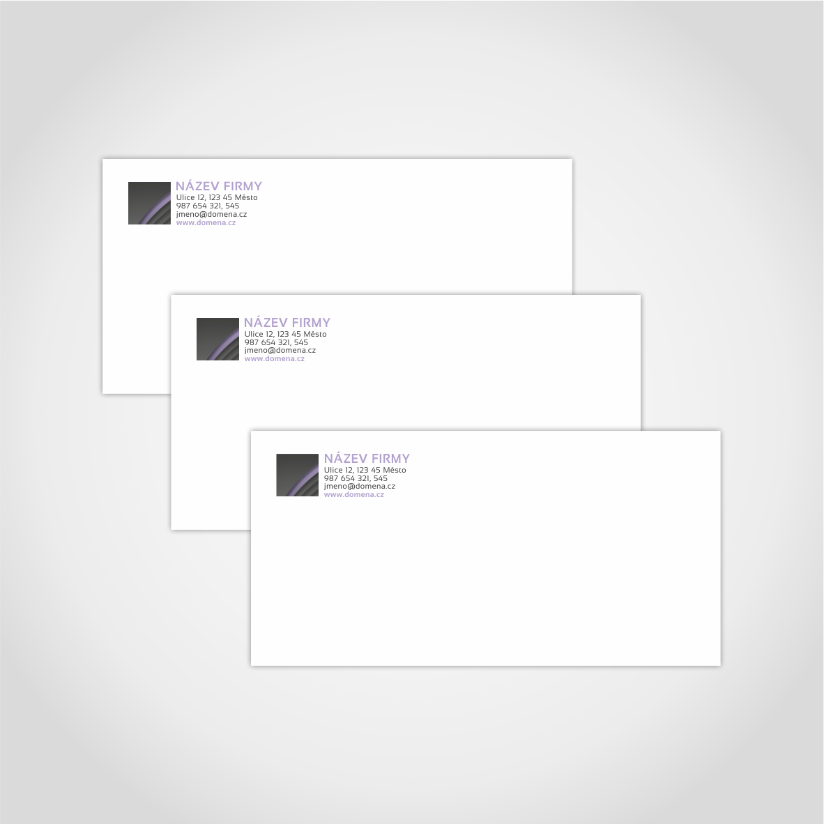 Firemní obálka, design v barvě tmavě šedá + fialová